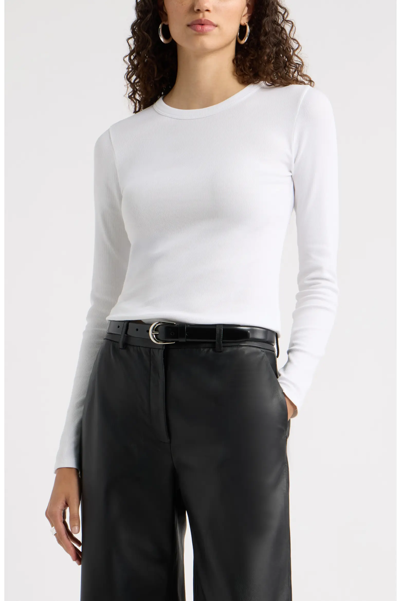 Nordstrom, Ribbed Crewneck Long Sleeve T-Shirt