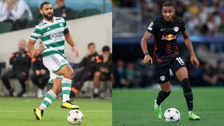 Composite image of Cameron Carter Vickers and Christopher Nkunku head of Celtic vs RB Leipzig