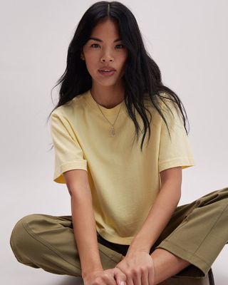 Women's Relaxed Crop Tee - Butter / M