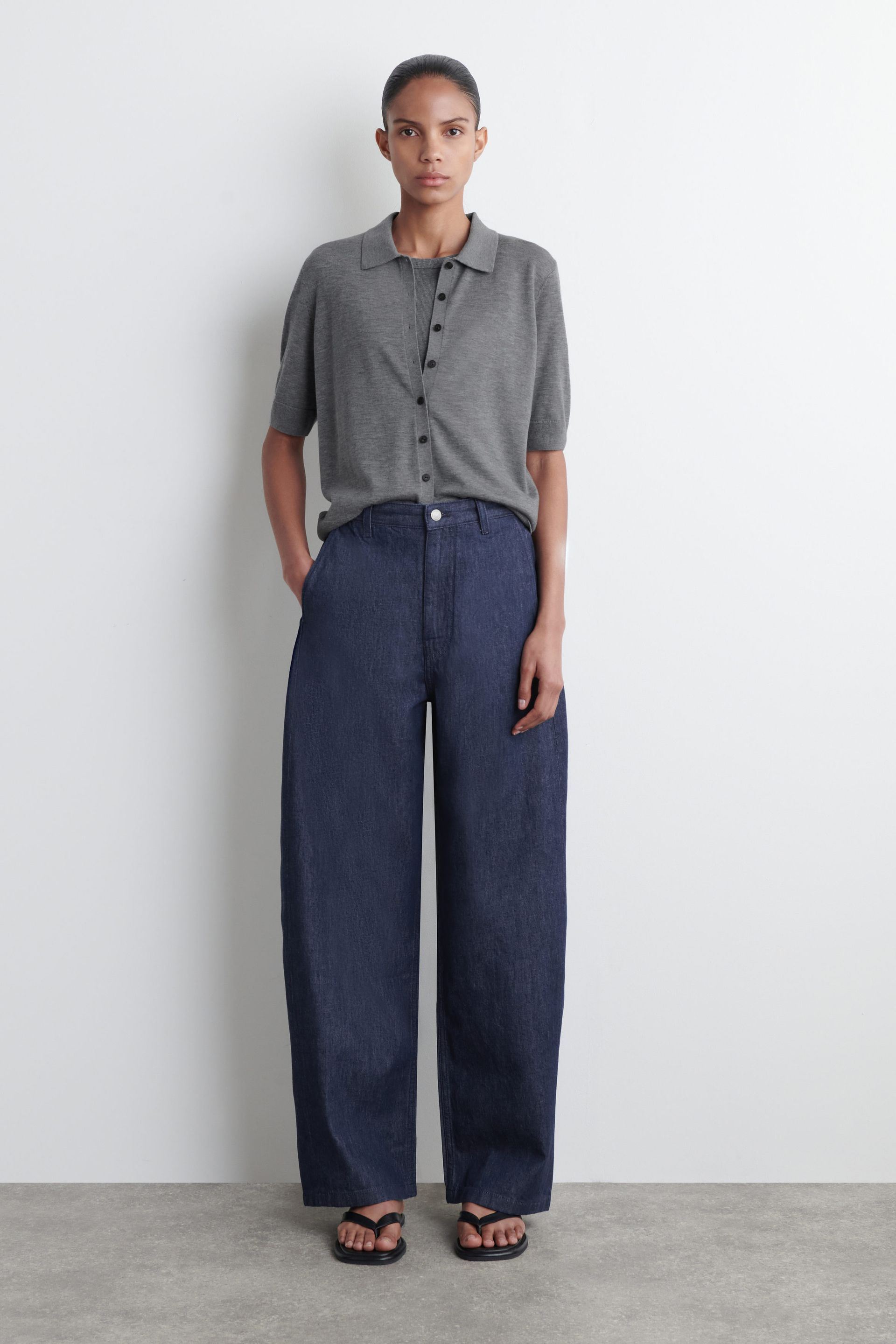 Wide-Leg Denim Trousers