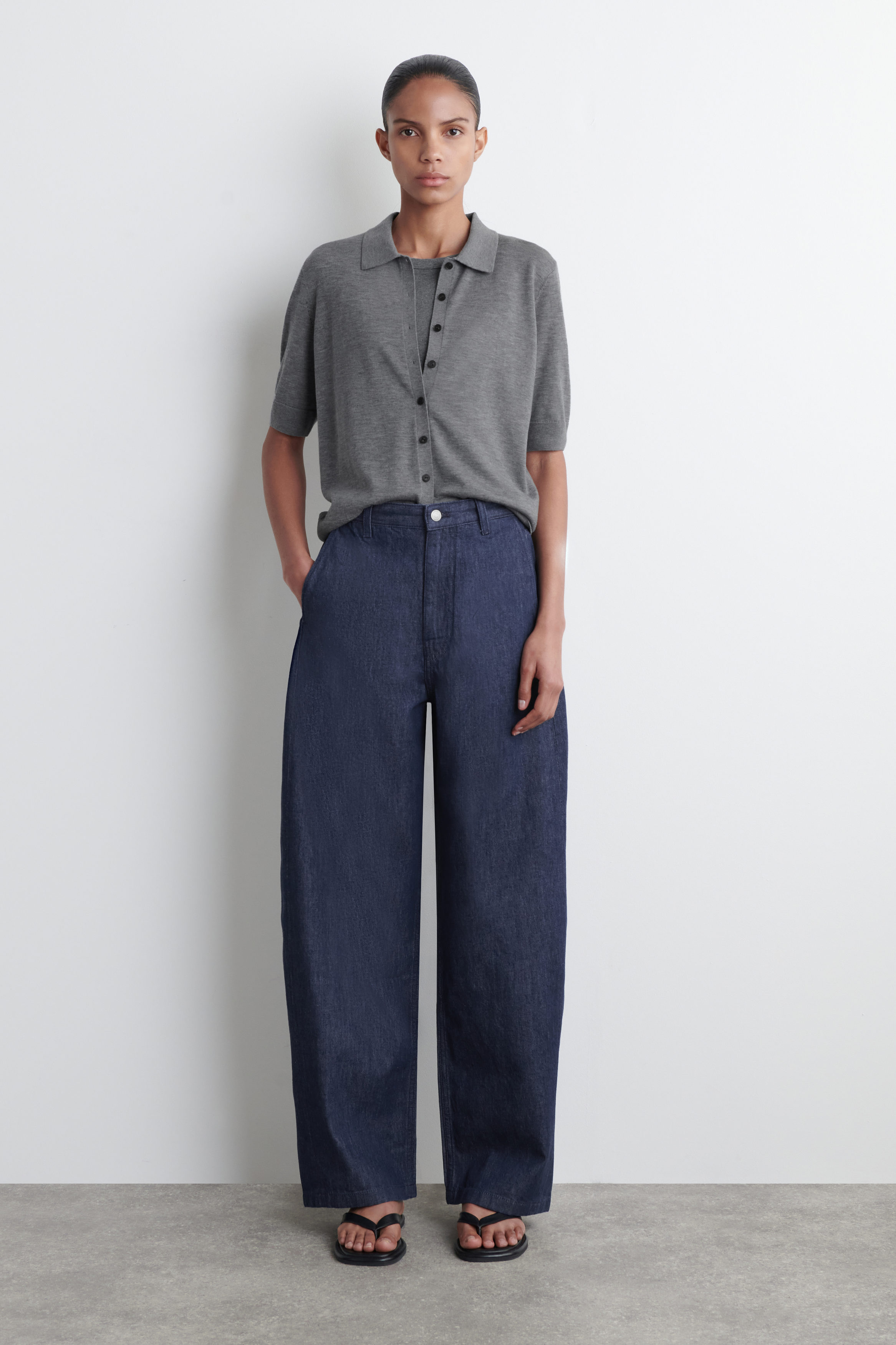 Wide-Leg Denim Trousers