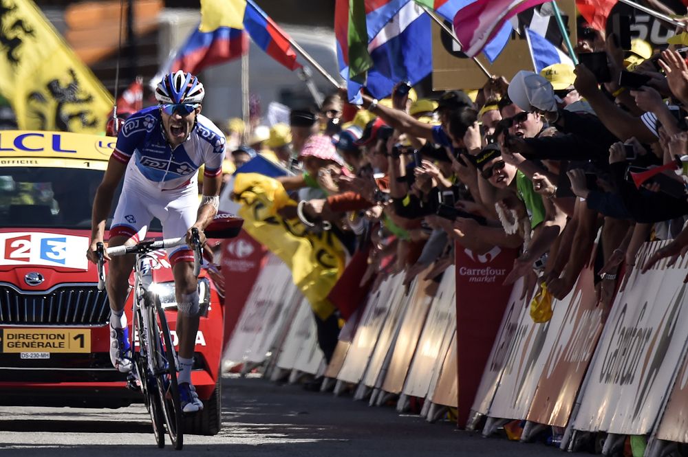 Thibaut Pinot approaches the finish of stage 20