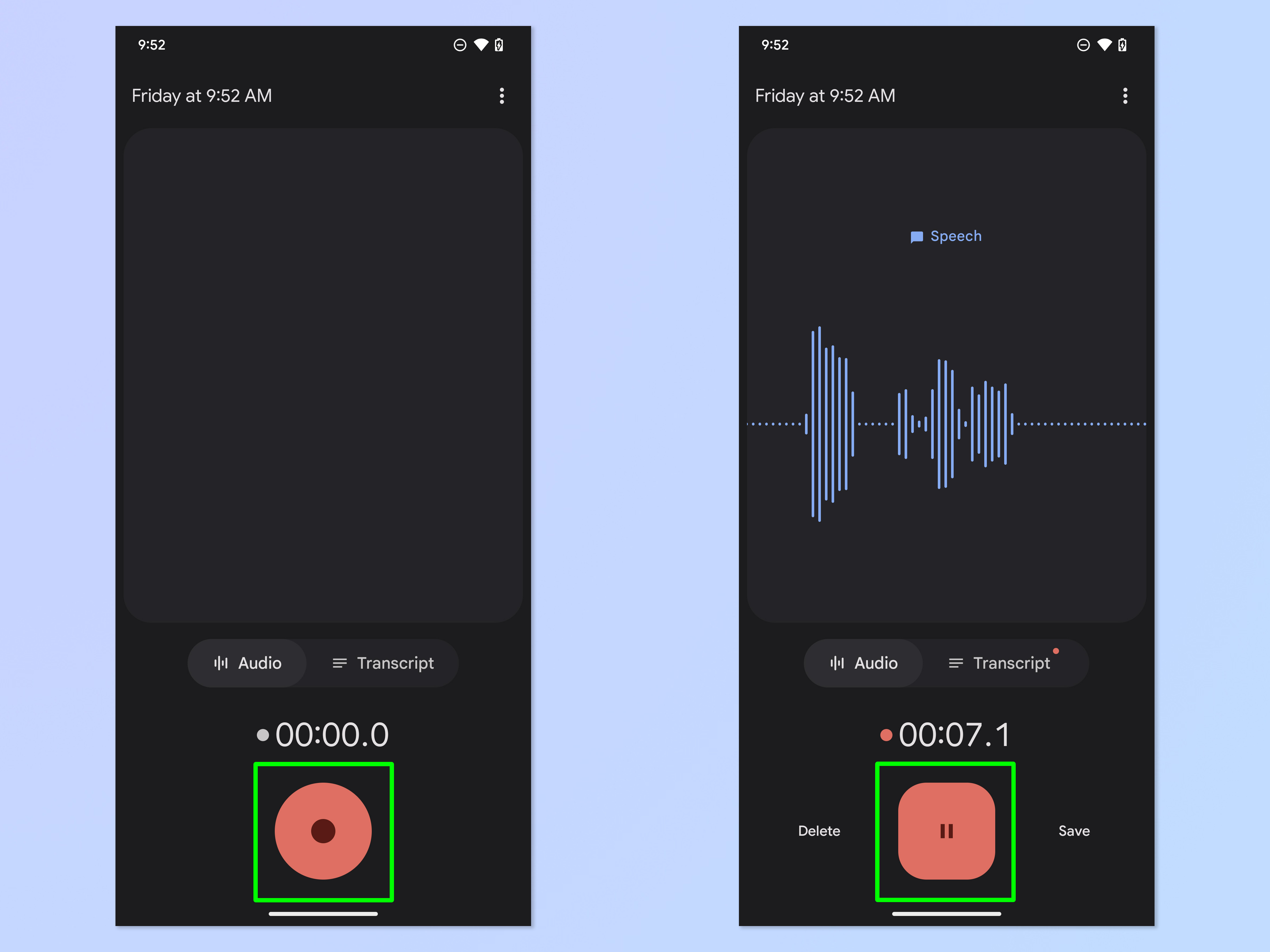 Скриншот, показывающий, как записать собственный звук будильника на Android