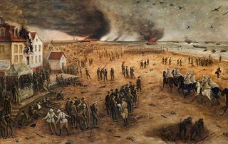 John Spencer-Churchill's Dunkirk from the Bray Dunes, May 29, 1940. Image courtesy of Andrew Sim / www.simfineart.com