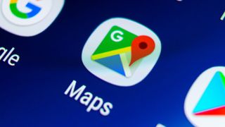 Google Maps app icon on phone