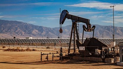 An oil pumpjack outside of Bakersfield, California.