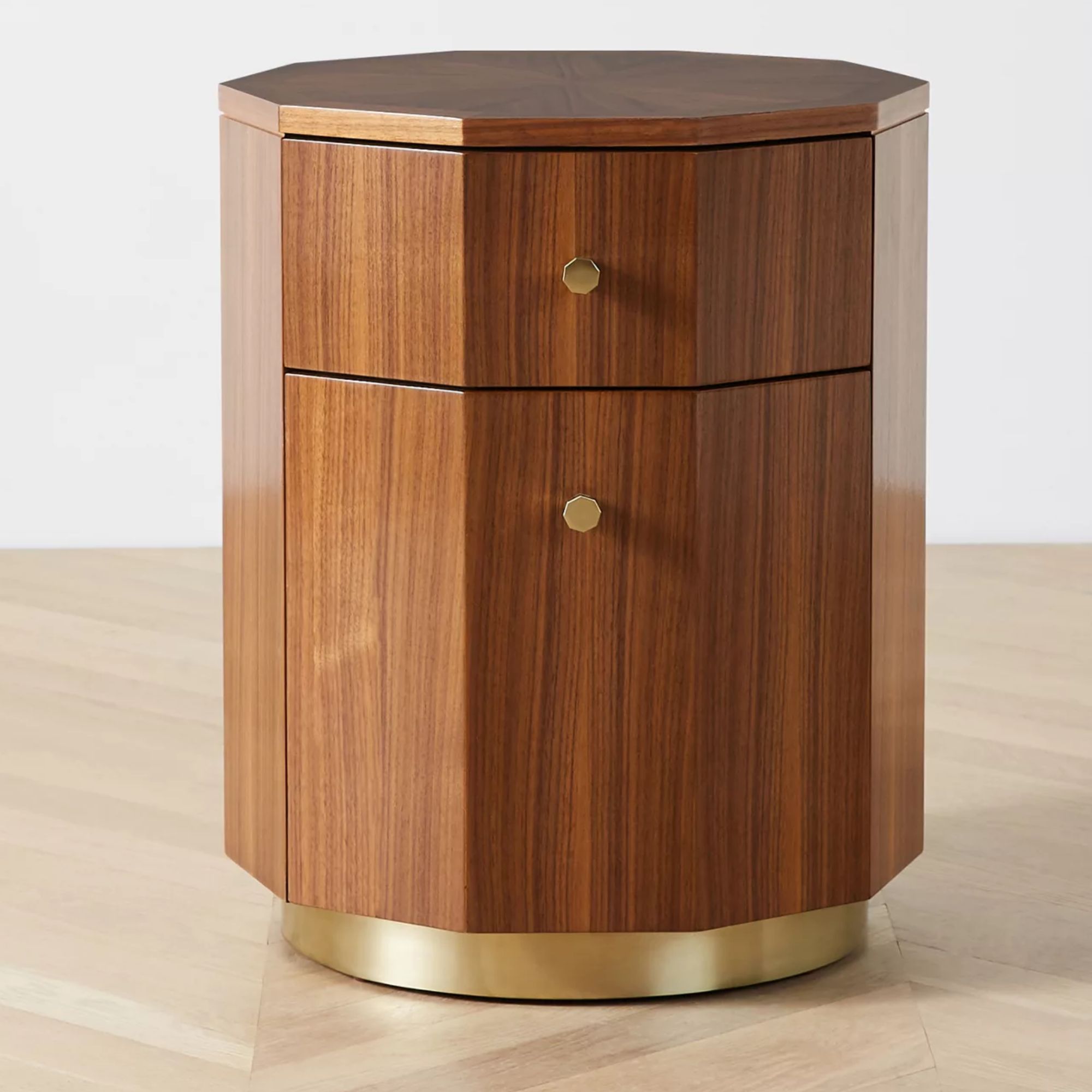 hexagonal wooden side table 