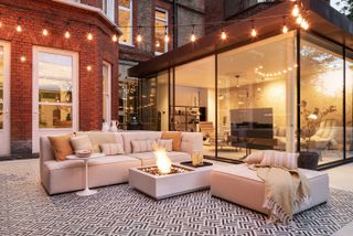 tiled patio and outdoor cinema