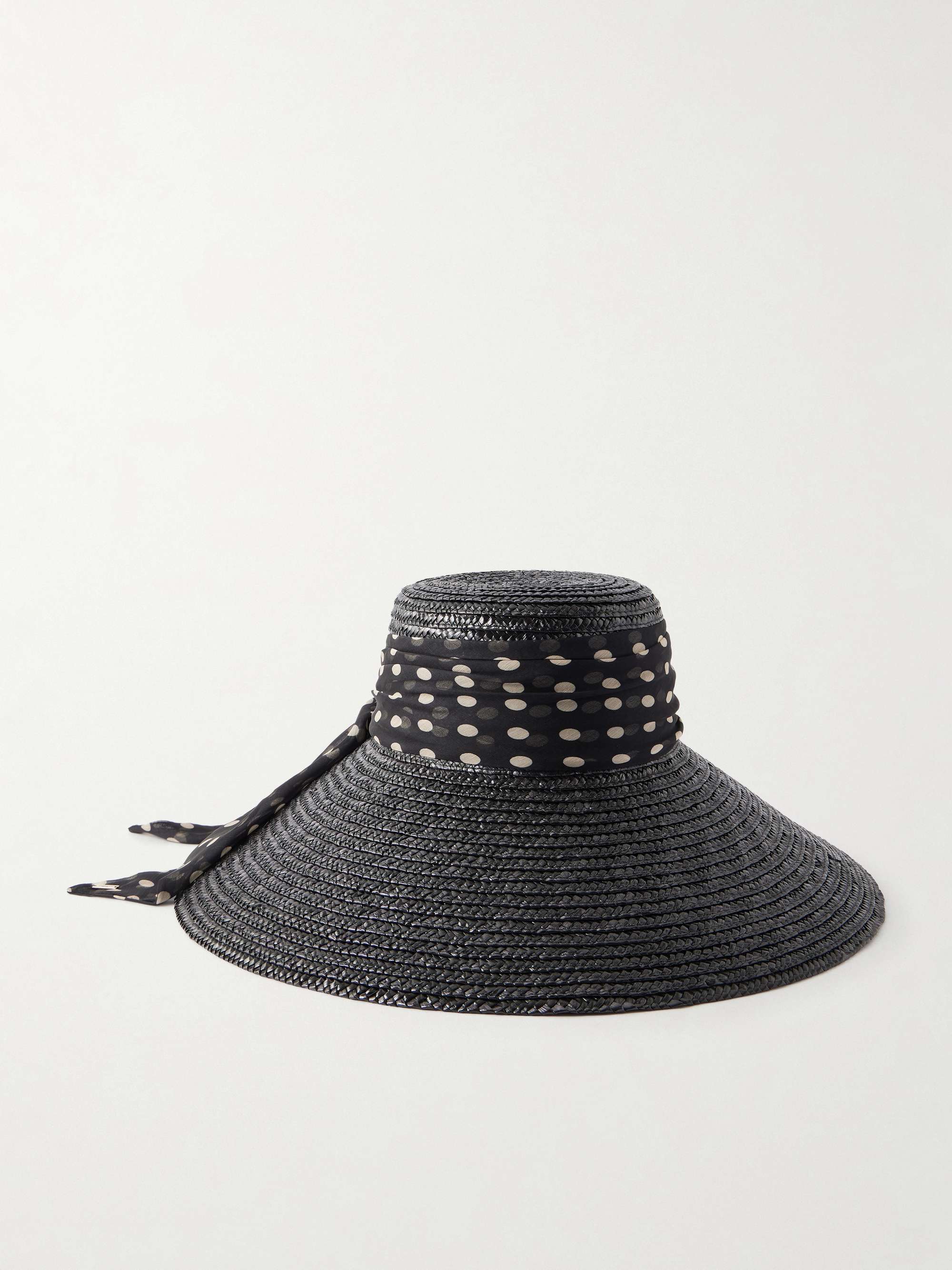 Mirabel Chiffon-Trimmed Straw Sunhat