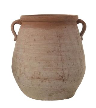 Creative Co-Op Large Orange & Whitewashed Terracotta Urn