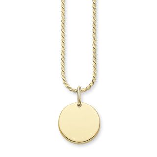 18k yellow gold plated coin necklace (with free engraving), £148, Thomas Sabo