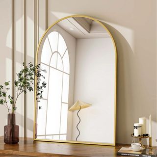 BEAUTYPEAK Bathroom Mirror in Gold