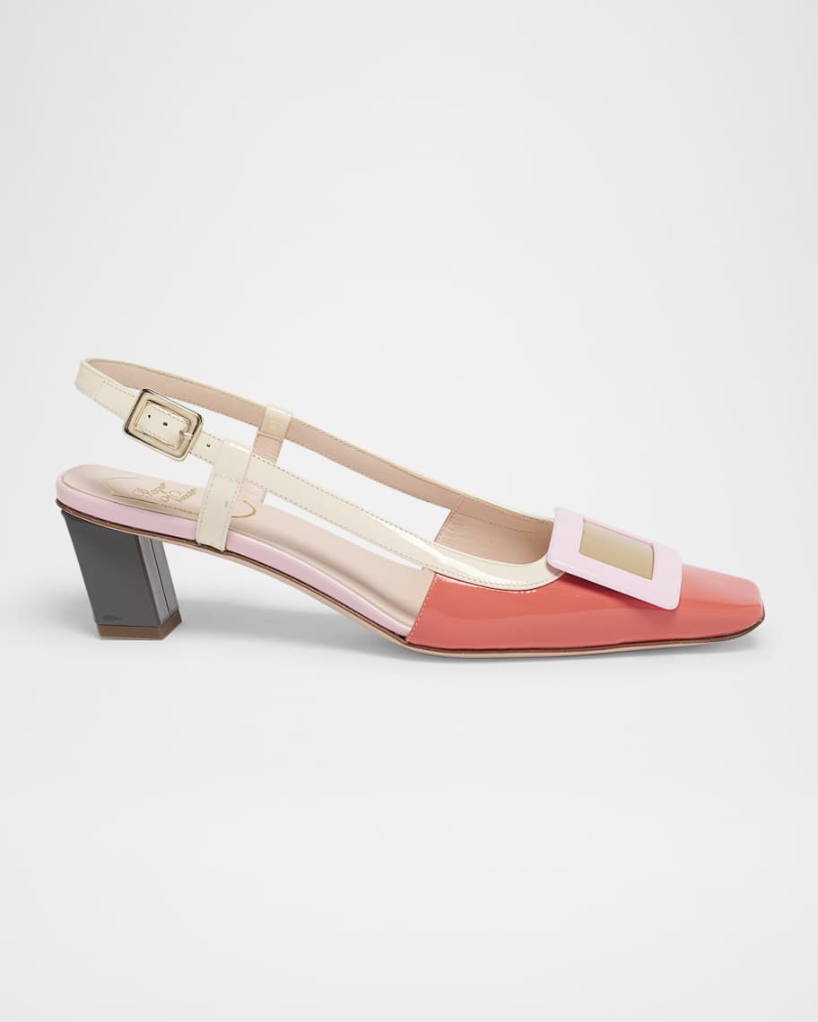 Colorblock Patent Leather Slingback Pumps