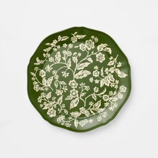 4pk Melamine Floral Salad Plates Green