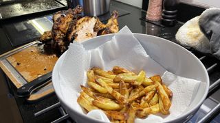 Air fried chicken and chips