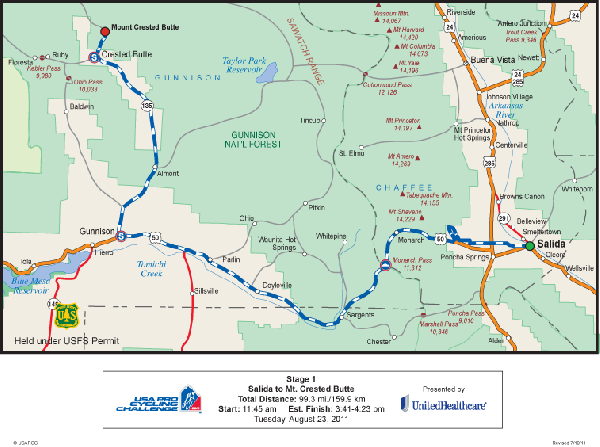 USA Pro Cycling Challenge - Stage 1 Map