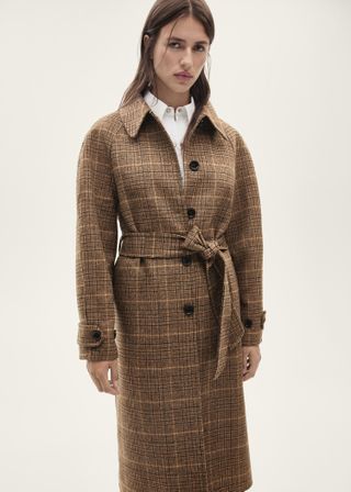 Wool-Blend Micro-Houndstooth Coat - Women | Mango Usa