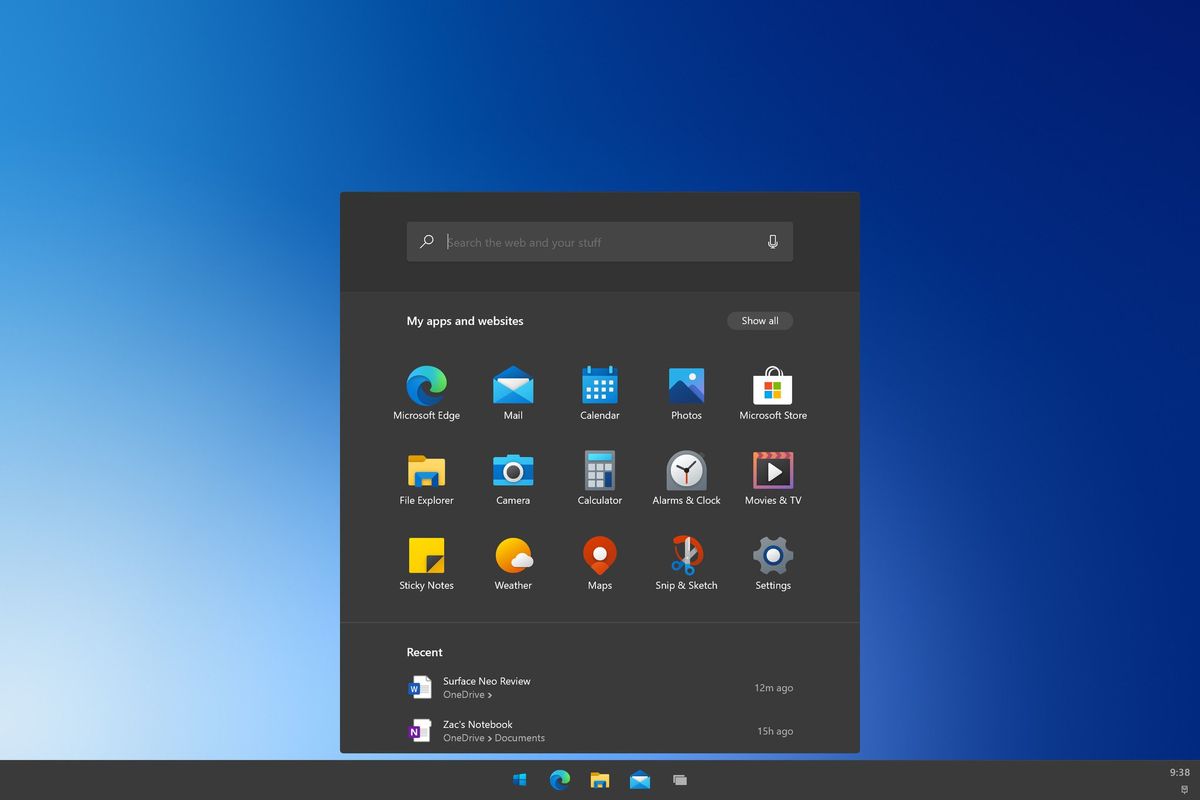 Windows 10X Darkmode