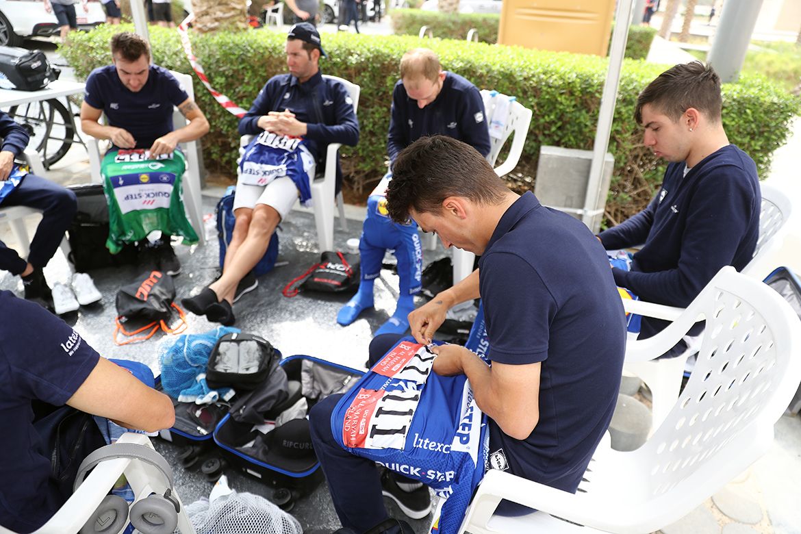 A pre-stage pinning session for Quick-Step Floors