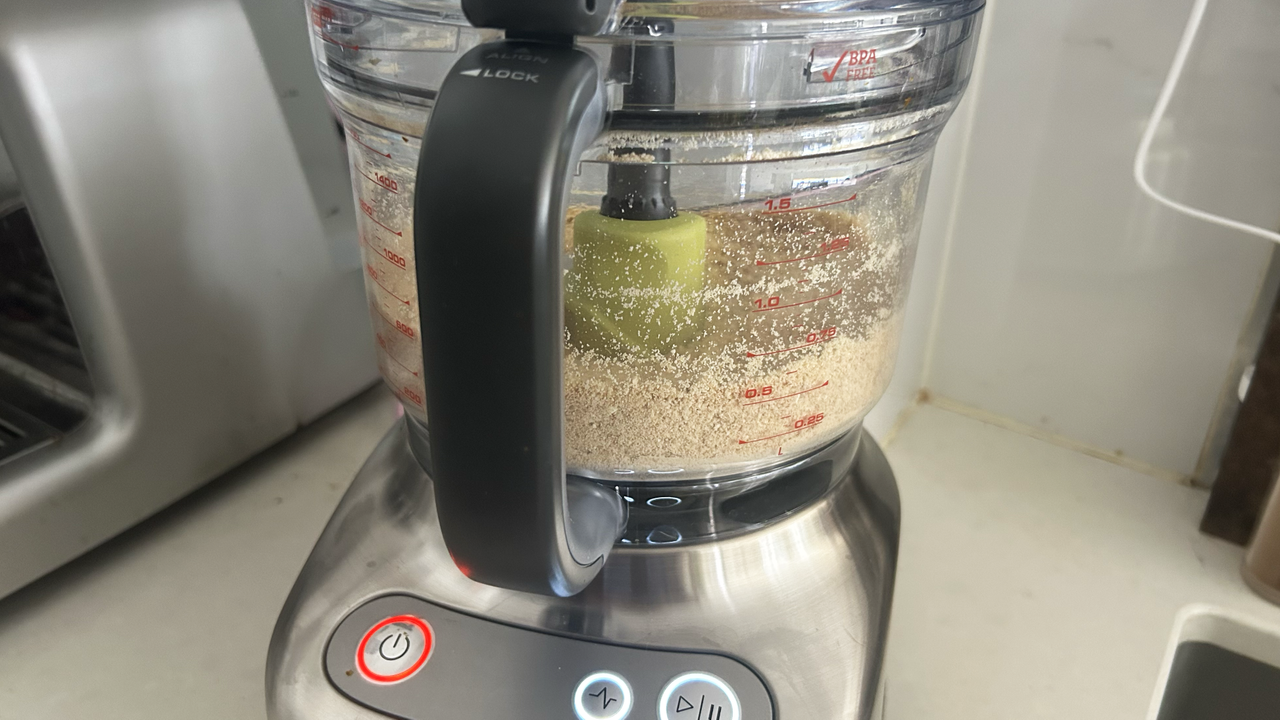 Breville Paradice 9 in use, blending cashews