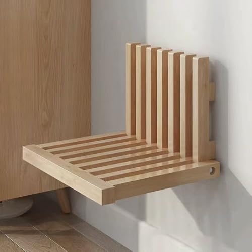 Chzimade Wall Mounted Folding Chair Soild Wood Shoe Changing Stool Folding Entryway Seat Shower Chair Bench