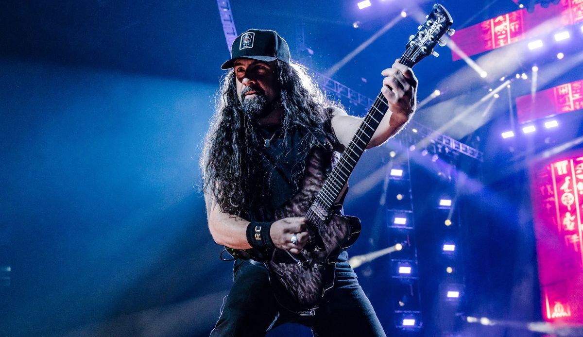 Rob Caggiano performs onstage with Volbeat at the Mercedes-Benz Arena in Berlin, Germany on December 5, 2022