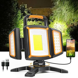 Sylsar 30w Rechargeable Work Light, 3000 Lumen Magnetic Work Light Battery Powered, Waterproof Portable Cordless Job Site Lighting for Construction Site, Workshop, Garage, Camping, and Car Repairing