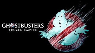Ghostbusters Frozen Empire logo on a black background