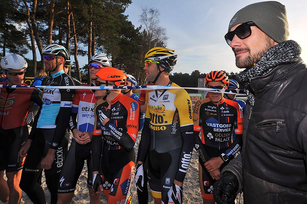 Tom Boonen (Bel) and Maarten Wynants (Bel) at the start of Boonen and Friends 2015