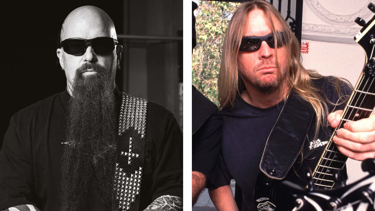 Kerry King in 2024 and Jeff Hanneman in 2001