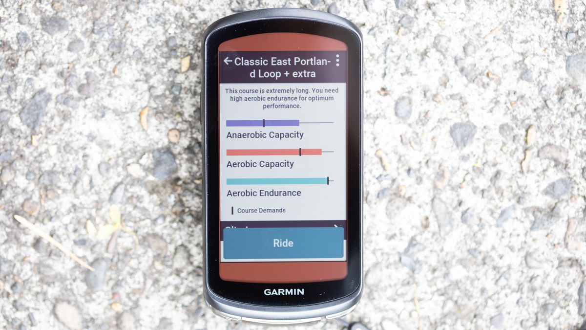 Garmin Edge 1040 Solar detail of the cycling ability feature
