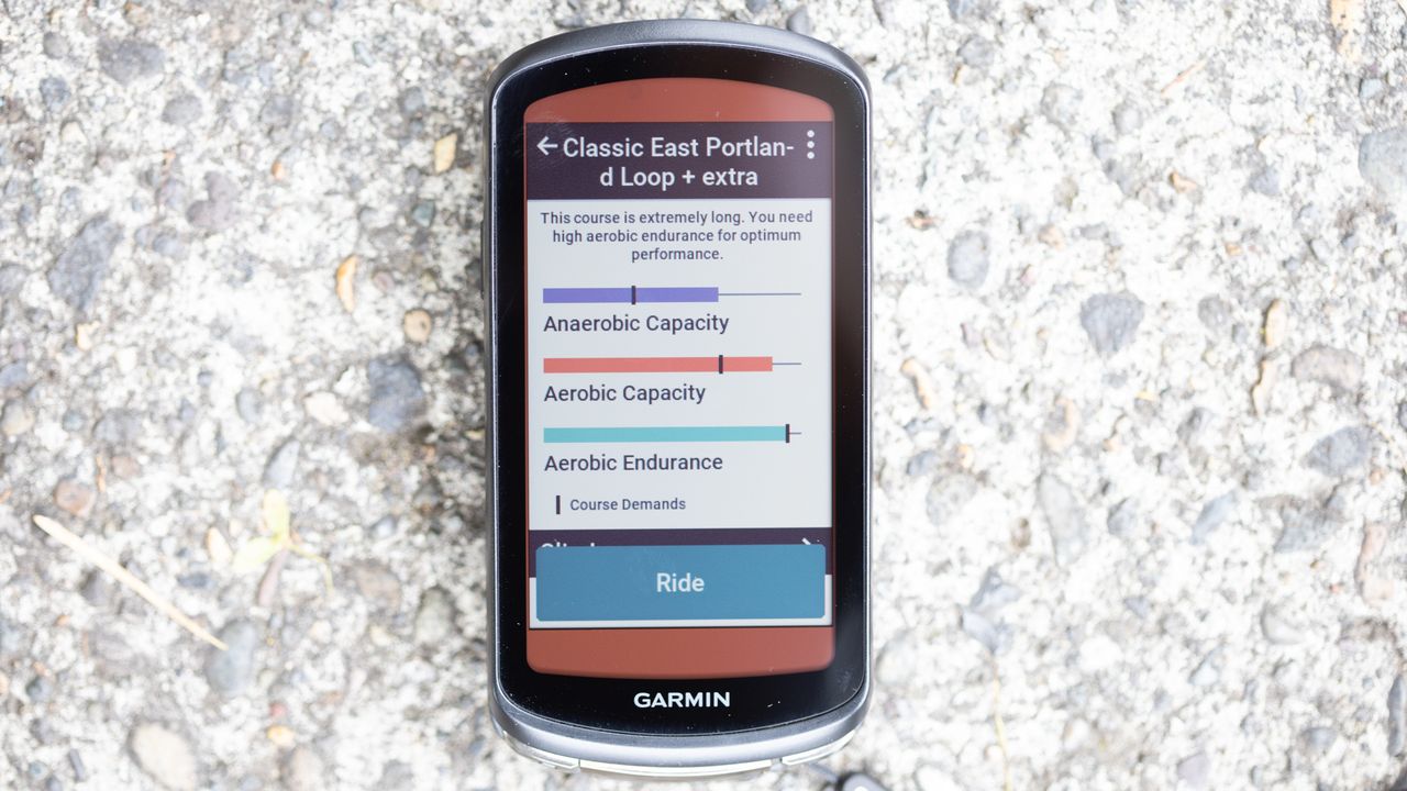 Garmin Edge 1040 Solar detail of the cycling ability feature
