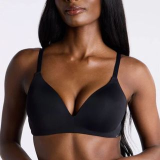 a model wearing a boux avenue bra in black