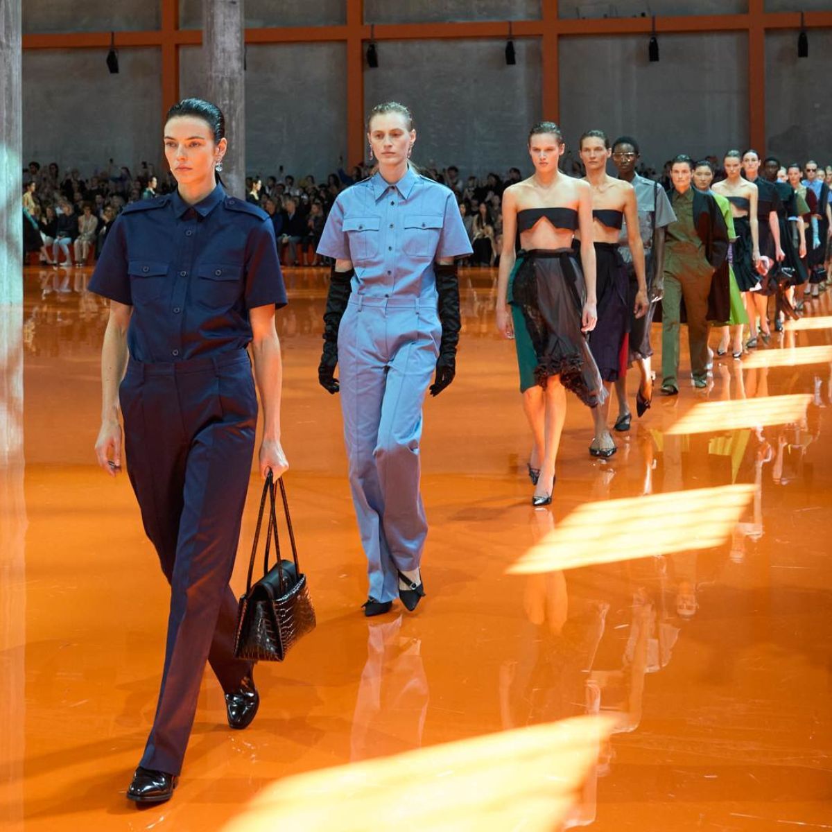 models walk the runway at prada ss26 show