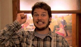 Chris Pratt is excited as Andy Dwyer on Parks And Recreation
