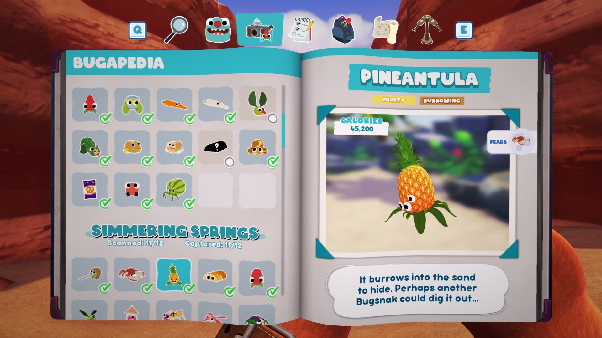 Bugsnax Bugapedia: Pineantula