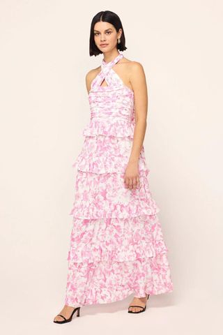 Kitri Romily Pink Pansy Print Maxi Dress