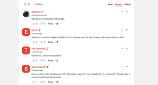 Downdetector comments about Verizon outage