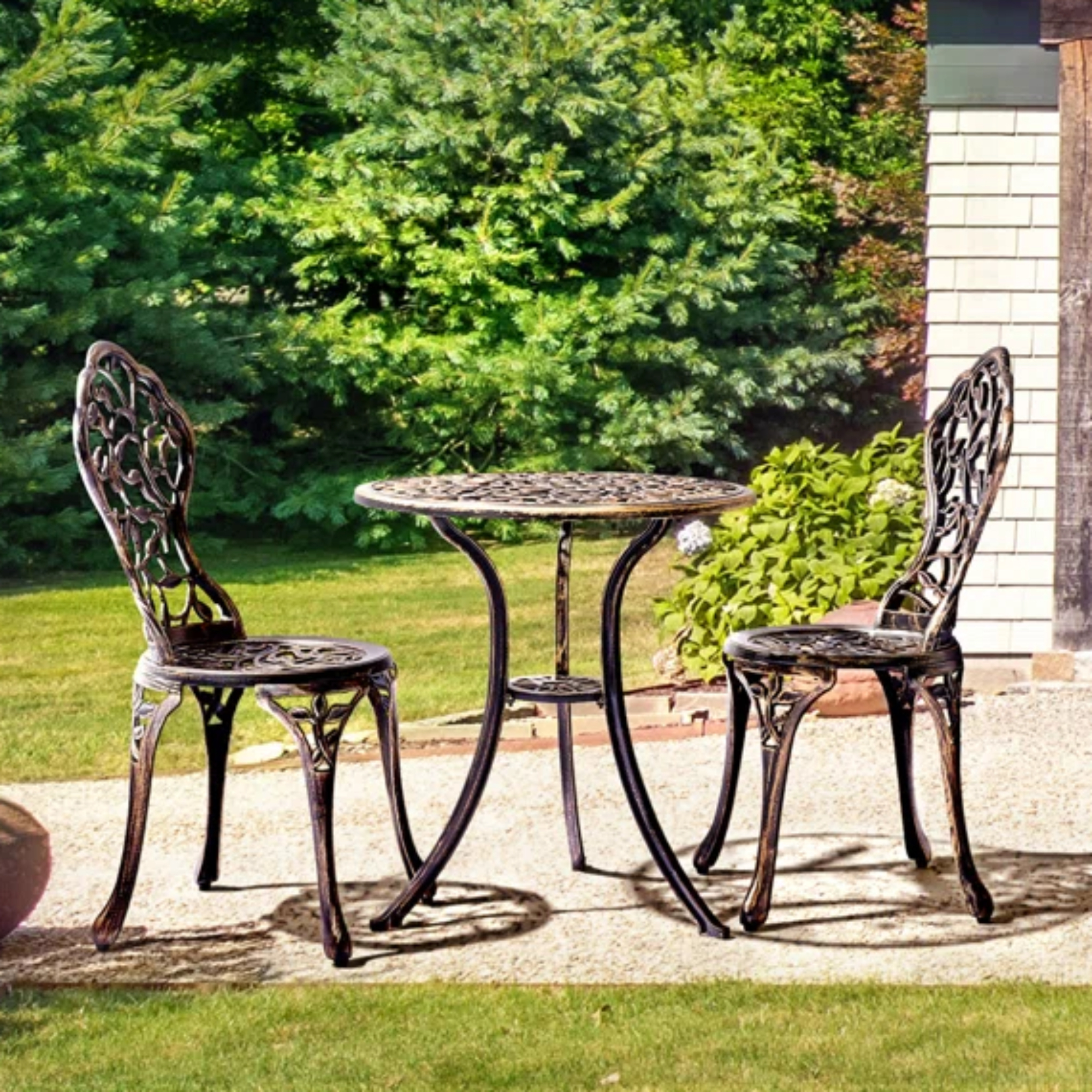 Wayfair color All Weather Table Set Antique Aluminium Bistro Dining Set