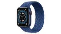 Apple Watch Series 6 Blue with a blue webbing strap
