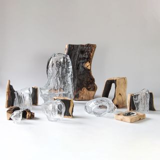 Glass and wood objects by Moe Redish
