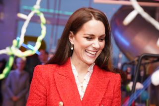 Britain's Catherine, Duchess of Cambridge, visits the Lego Foundation PlayLab on Campus Carlsberg, Copenhagen on February 22, 2022, as part of her two-day visit to Denmark