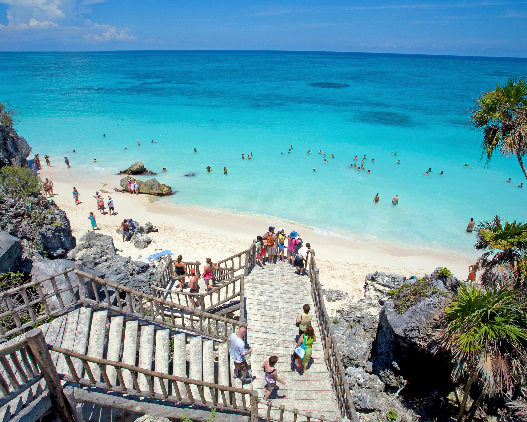 Beautiful beach at archeological zone, Tulum, Riviera Maya, Quintana Roo, Mexico, Caribbean