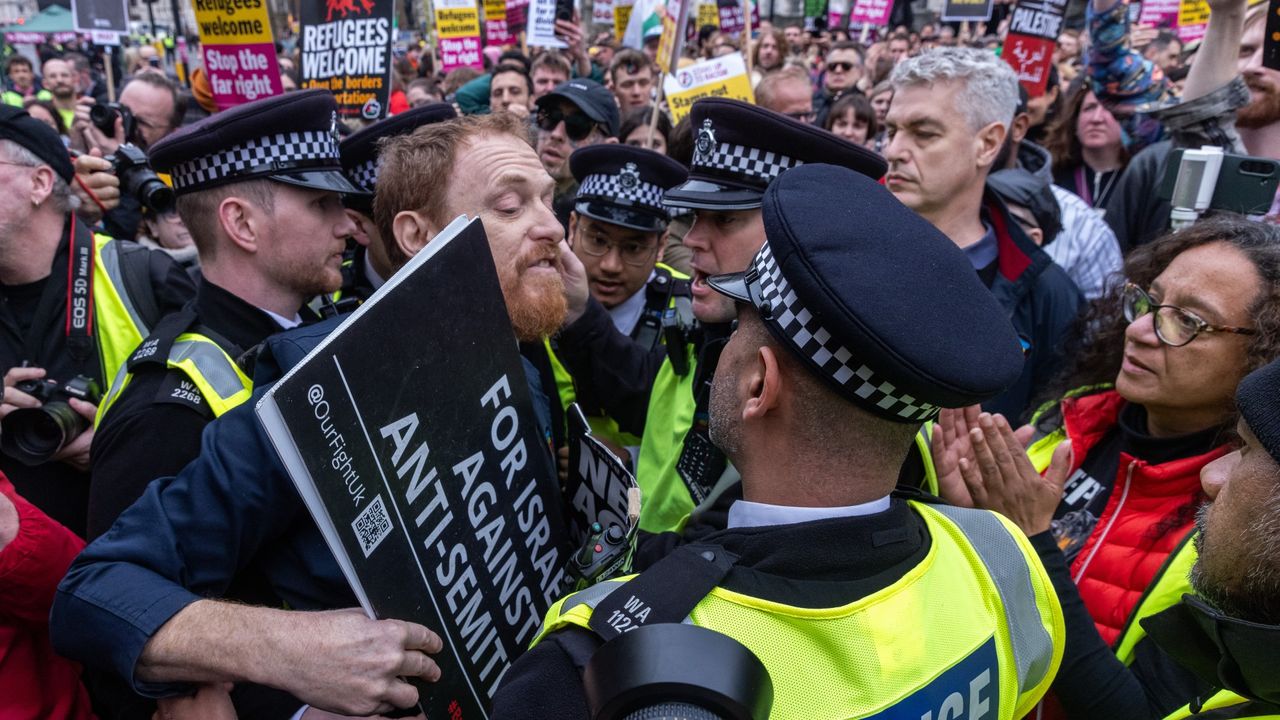 A pro-Israeli demonstration outside Downing Street in March to mark UN Anti-Racism Day