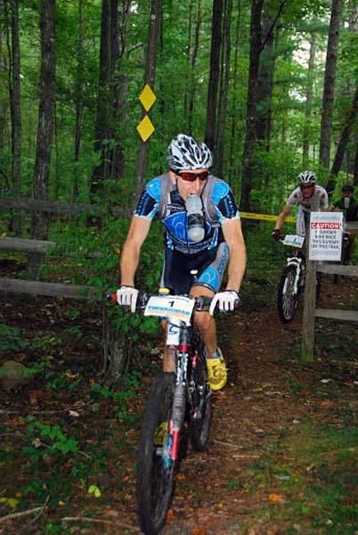 Jeremiah Bishop leads a group of five off Braley's.