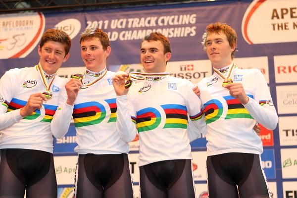 The Australians on the team pursuit podium