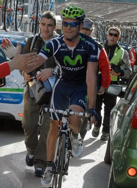 Jose Joaquin Rojas (Movistar) is congratulated after his victory.