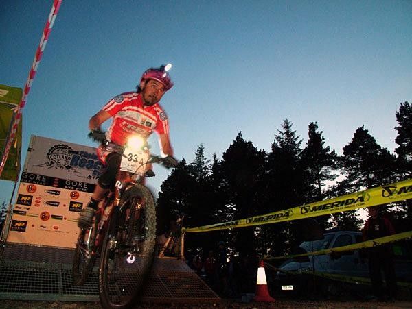 Matt Carr starts the night time trial