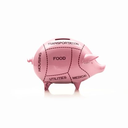 Piggy bank on white background