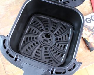 Close-up of Gourmia 4-quart digital air fryer basket